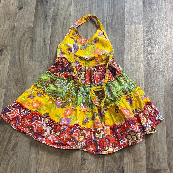 Blueberi Boulevard Colorful Tiered Halter Dress Girls Size 4 - Picture 4 of 6